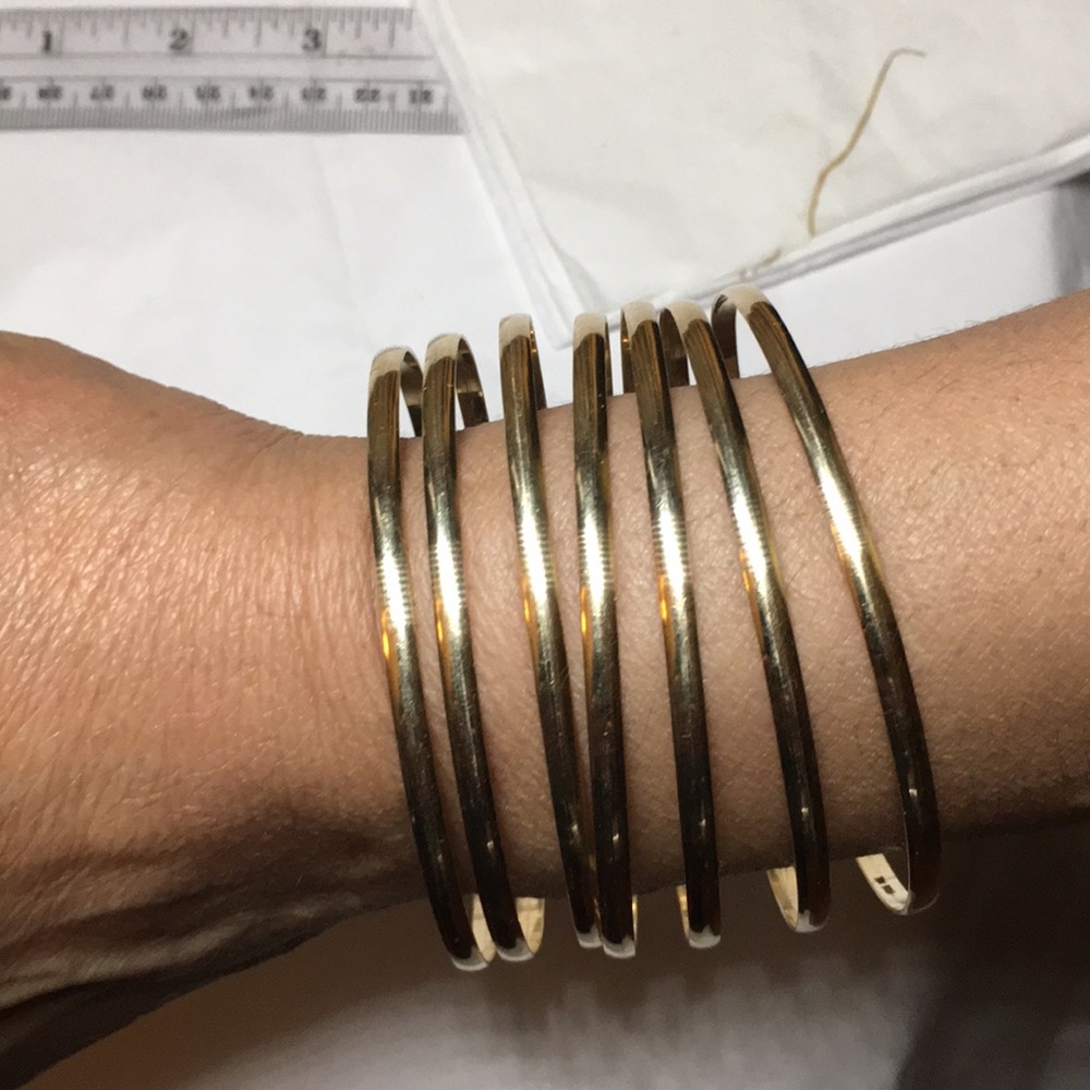 New 14k Solid Gold 7 Bangle Bracelets - image 3
